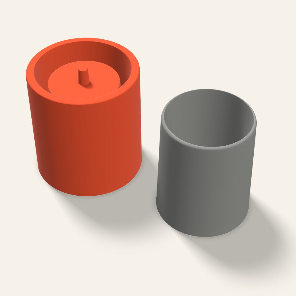 Tall Round Concrete Planter Mold, 4 Inch, 3D render