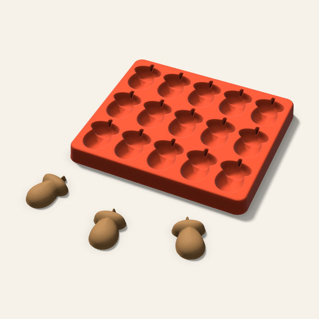 Acorn Pet Treat Mold, 1.5 Inch, 15 Cavity, 3D render