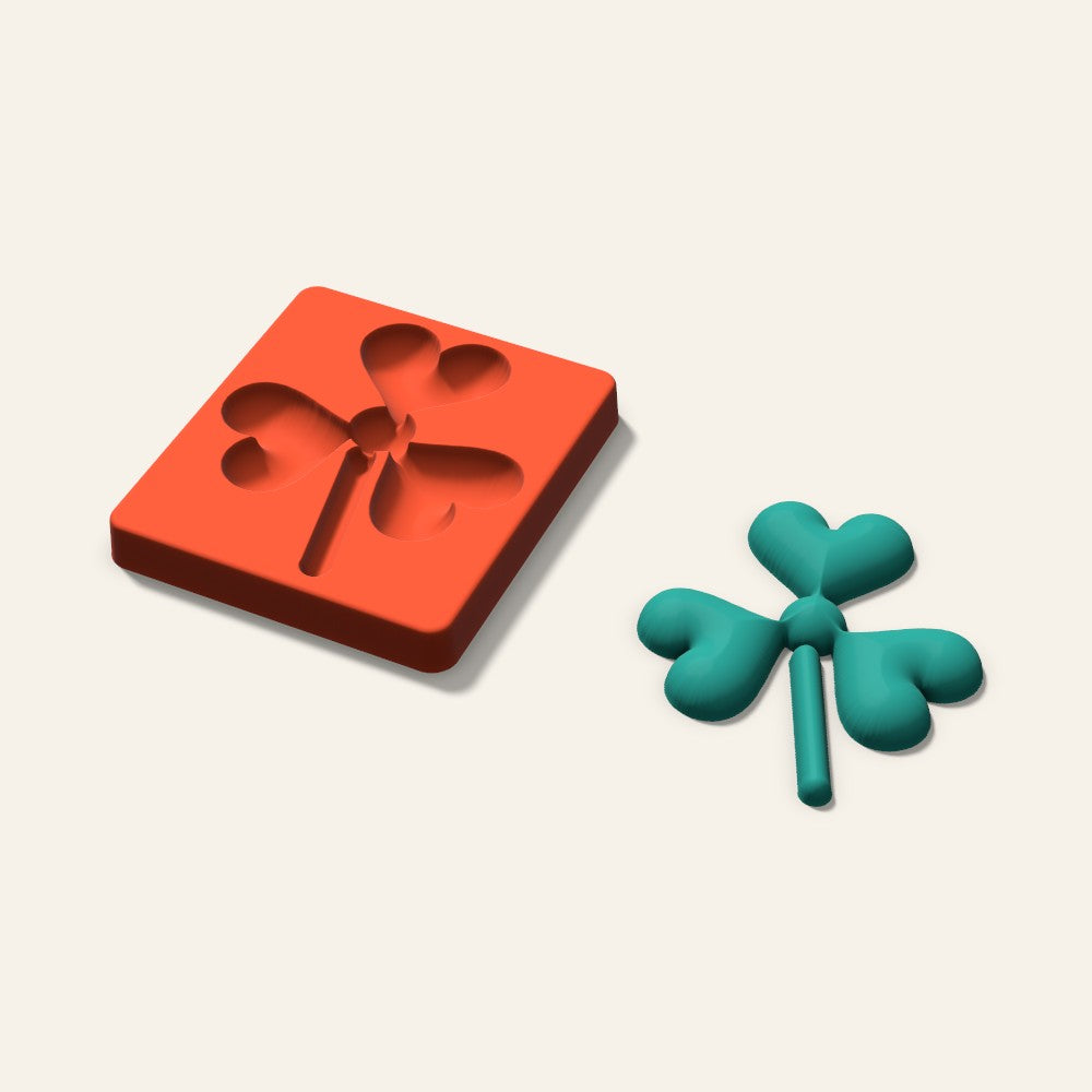 Shamrock Freshie Mold, 5 Inch, 3D render