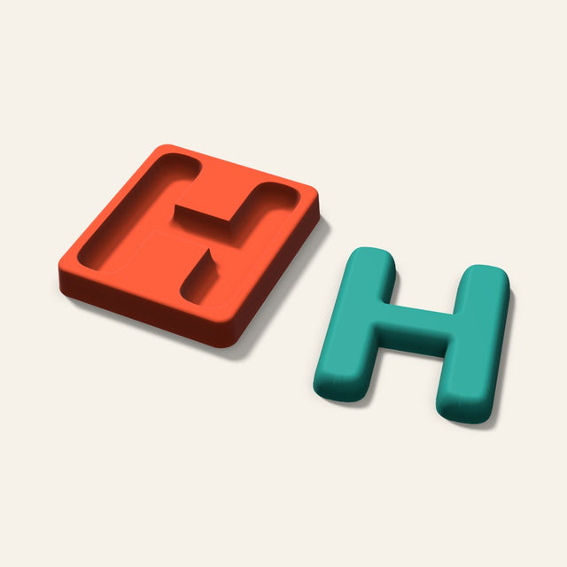 Letter H Freshie Mold, 4 Inch, 3D render