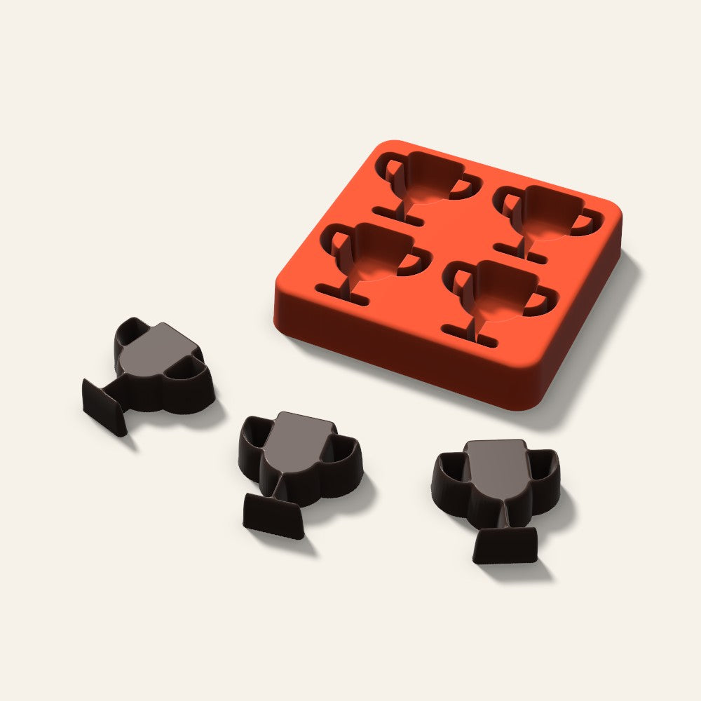 Trophy Chocolate Mold, 1.5 Inch, 4 Cavity, 3D render