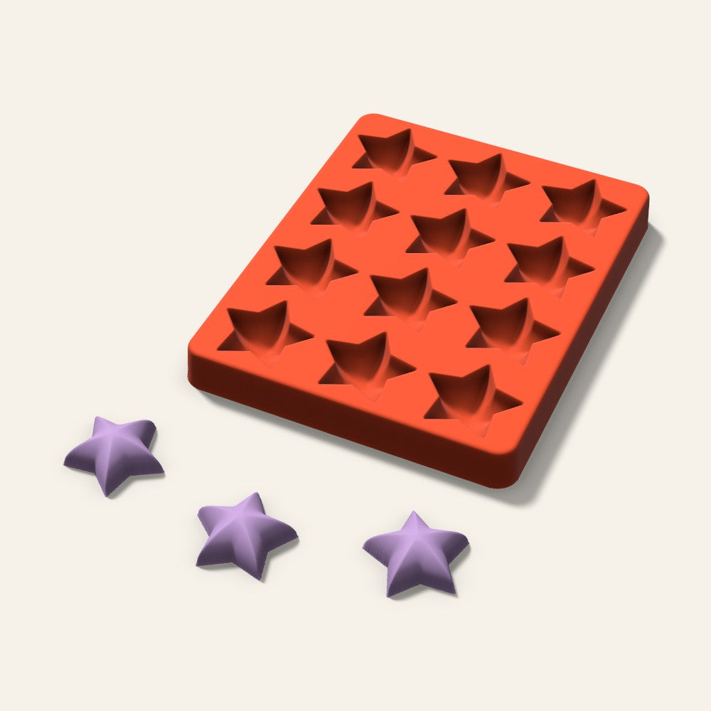 Puffy Star Wax Melt Mold, 1.5 Inch, 12 Cavity, 3D render