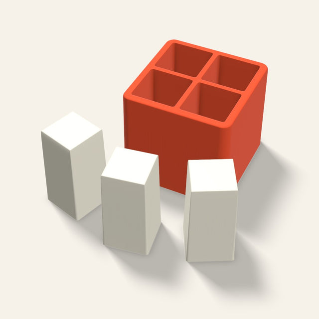 Square Pillar Votive Candle Mold, 1.5 x 3 Inch, 4 Cavity, 3D render