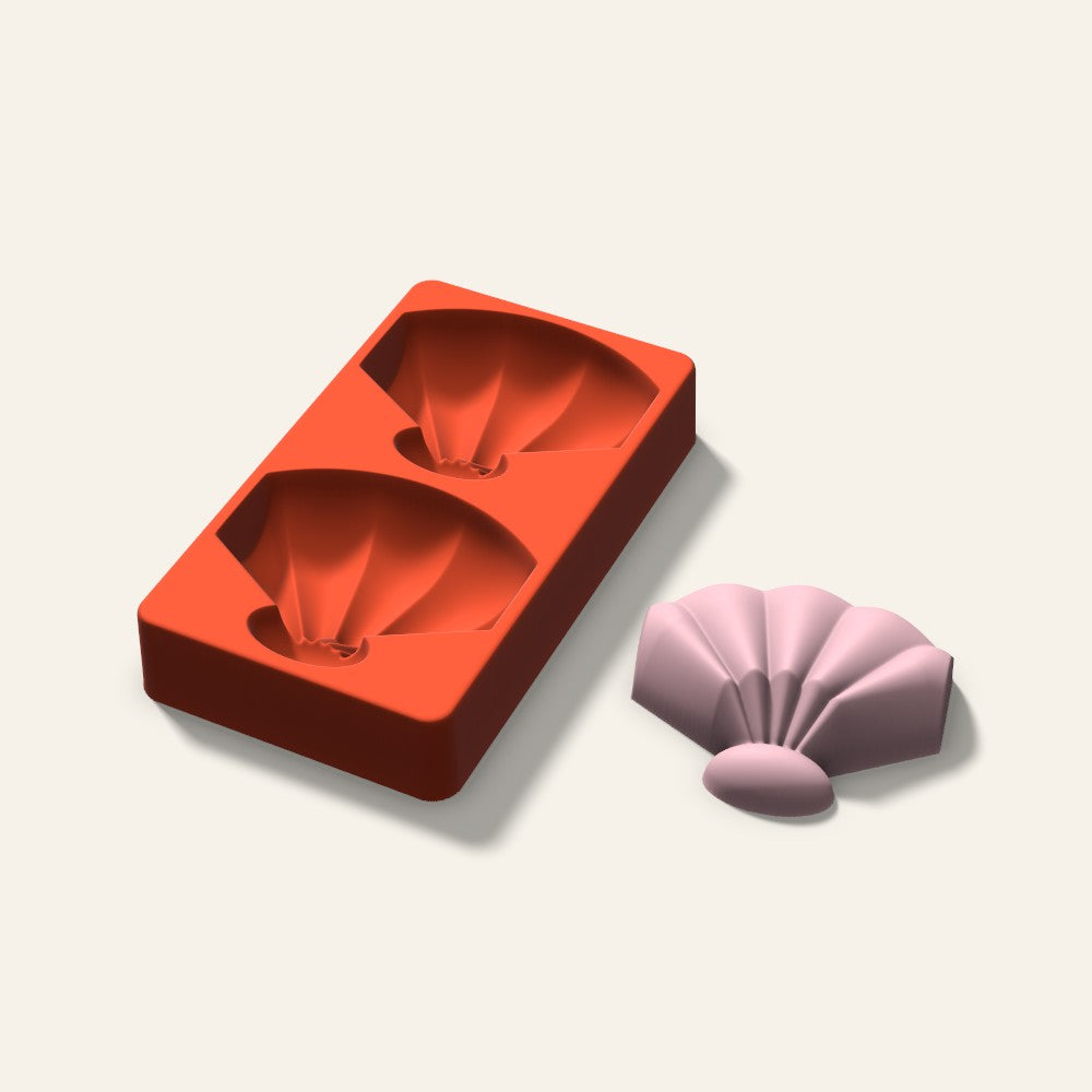 Shell Soap Mold, 3.5 Inch, 2 Cavity, 3D render