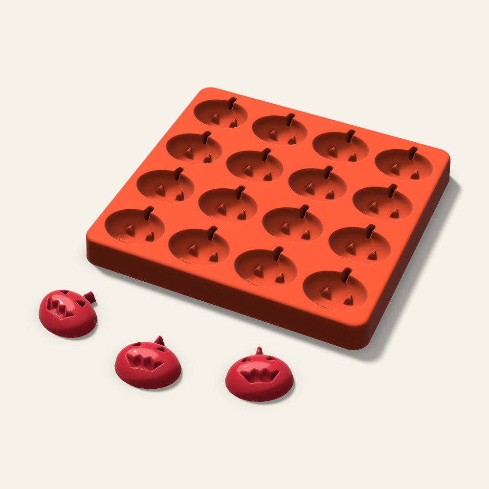 Jack-o'-Lantern Candy Mold, 1.25 Inch, 16 Cavity, 3D render
