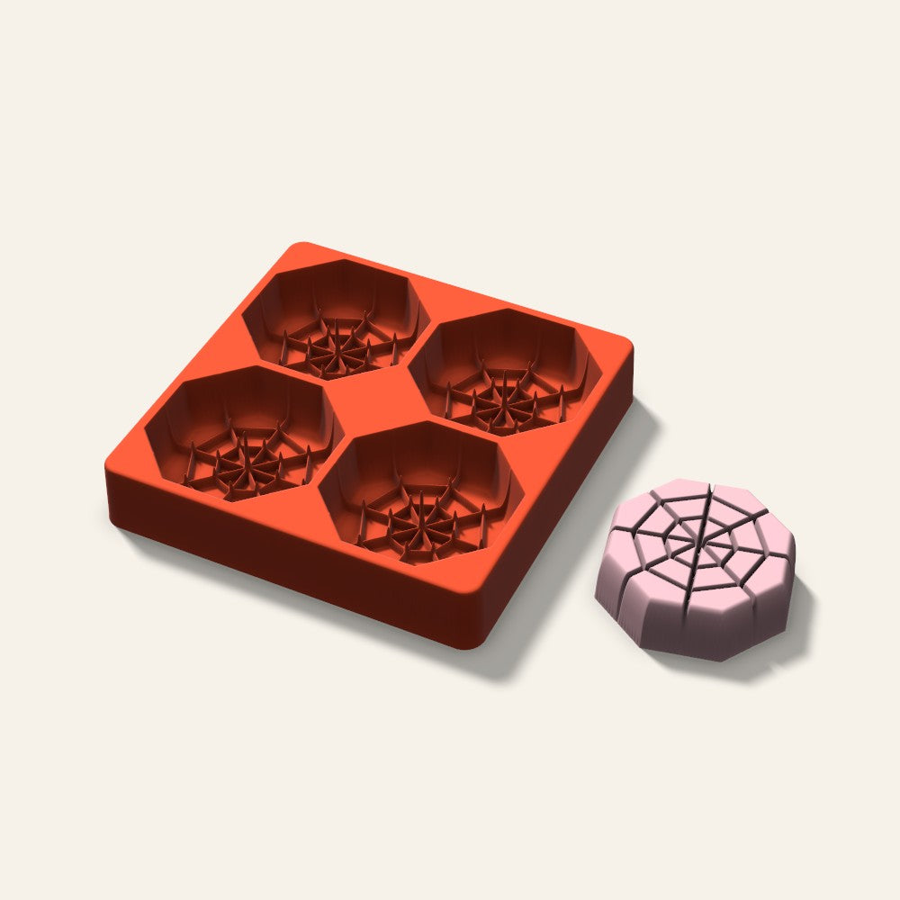 Spider Web Soap Mold, 3 Inch, 4 Cavity, 3D render