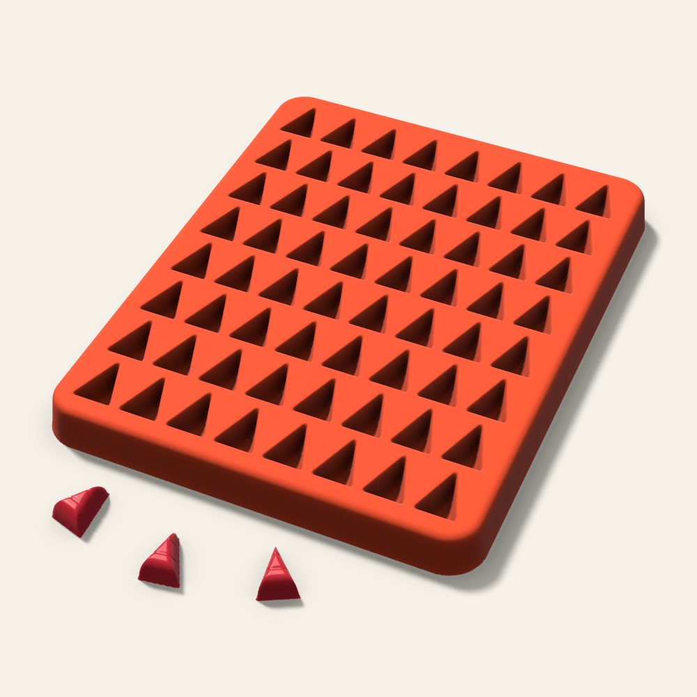Candy Corn Gummy Mold, 0.5 Inch, 64 Cavity, 3D render
