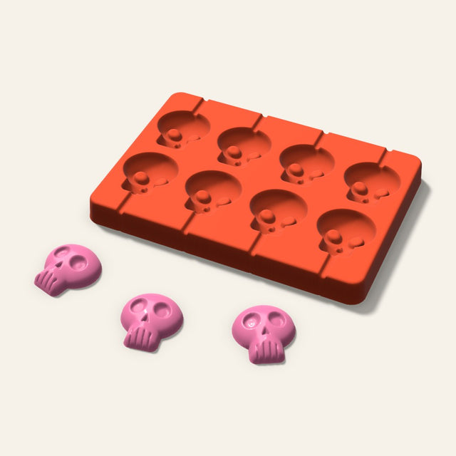 Skull Lollipop Mold, 1.5 Inch, 8 Cavity, 3D render