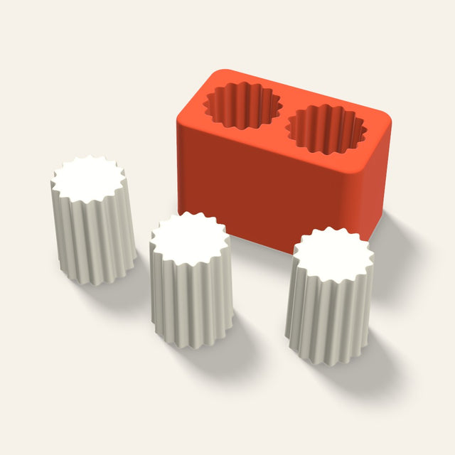 Ribbed Pillar Votive Candle Mold, 1.5 x 2 Inch, 2 Cavity, 3D render