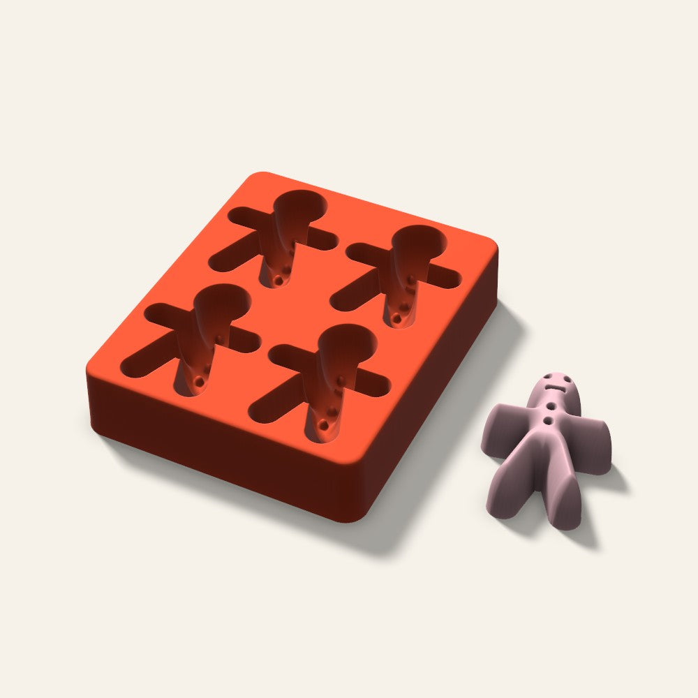 Gingerbread Soap Mold, 2.5 Inch, 4 Cavity, 3D render