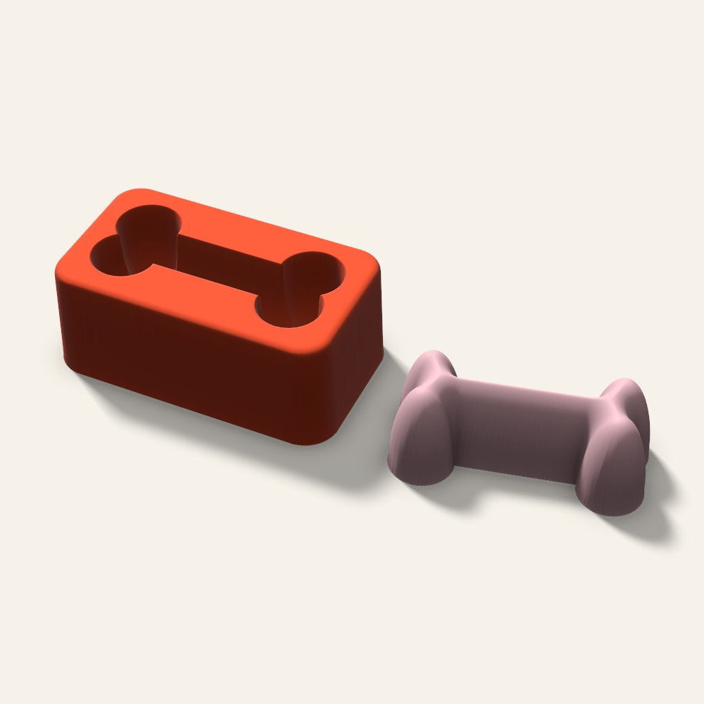 Dog Bone Soap Mold, 2.5 Inch, 3D render