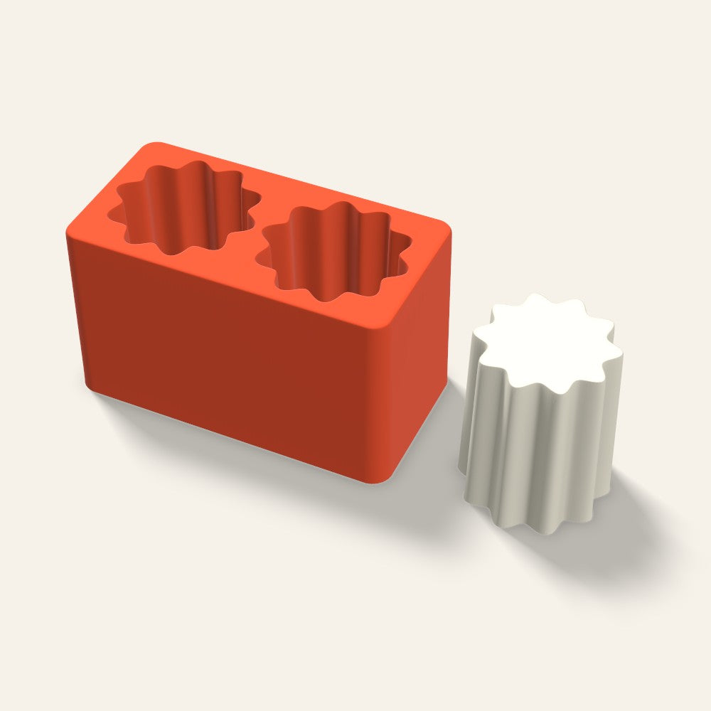 Fluted Pillar Votive Candle Mold, 2.5 x 3 Inch, 2 Cavity, 3D render