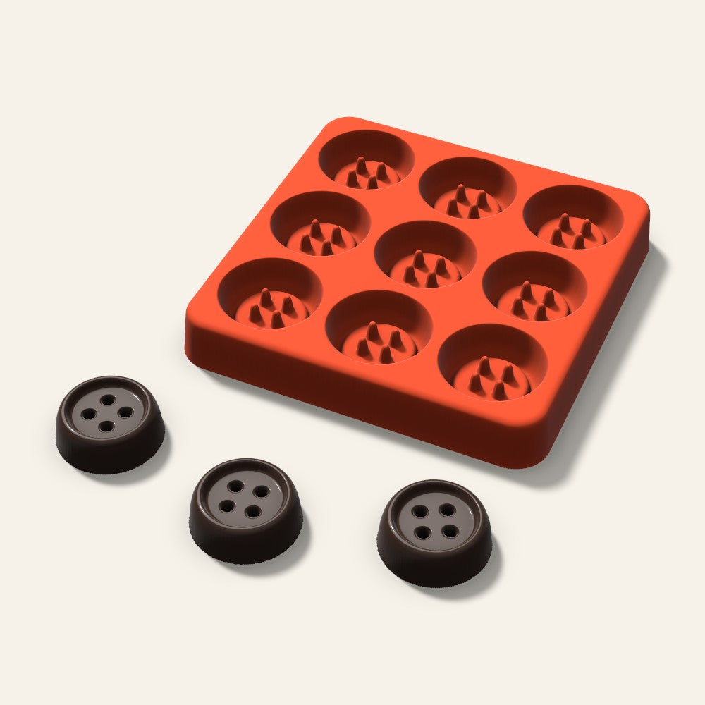 Button Candy Mold, 1 Inch, 9 Cavity, 3D render