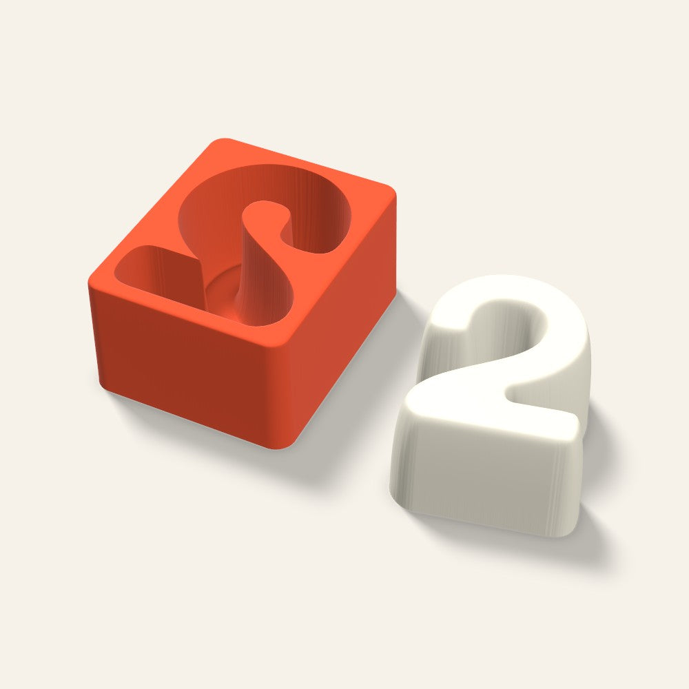 Number 2 Candle Mold, 4 x 2 Inch, 3D render