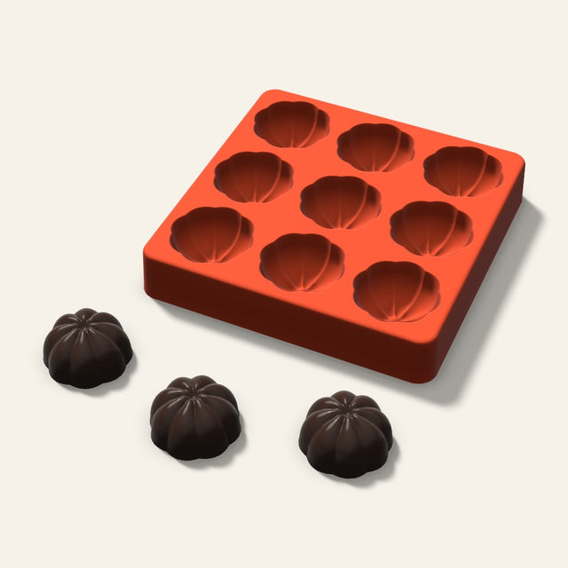 3D Pumpkin Chocolate Mold, 1.5 Inch, 9 Cavity, 3D render