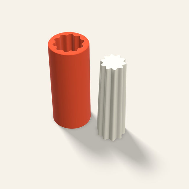 Fluted Pillar Candle Mold, 2 x 6 Inch, 3D render