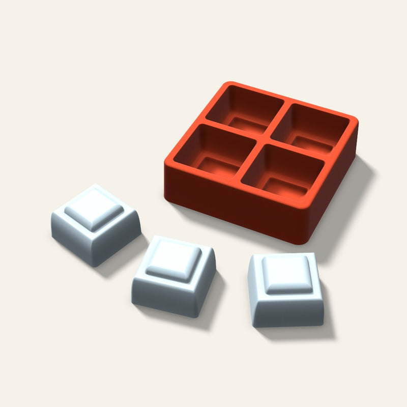 Embossed Square Ice Mold, 2 Inch, 4 Cavity