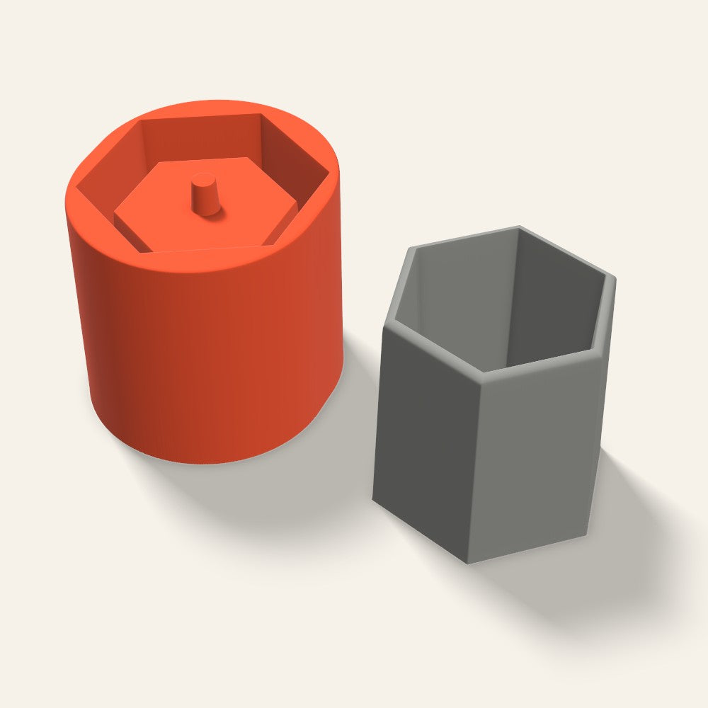 Hexagon Concrete Planter Mold, 4.5 Inch, 3D render