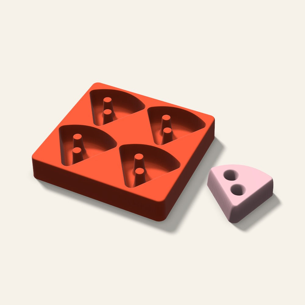 Pizza Slice Soap Mold, 3 Inch, 4 Cavity, 3D render