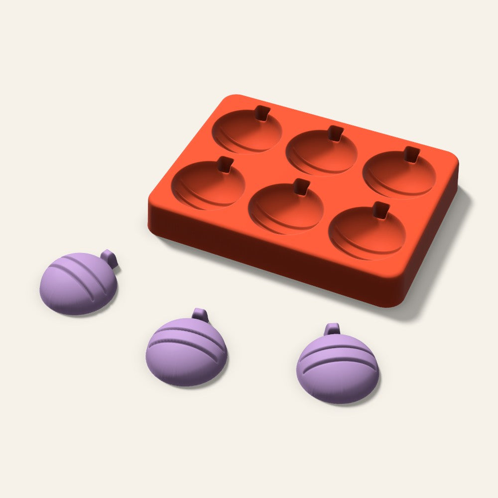 Ornament Wax Melt Mold, 1.5 Inch, 6 Cavity, 3D render