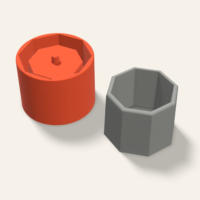 Low Octagon Concrete Planter Mold, 5 Inch, 3D render