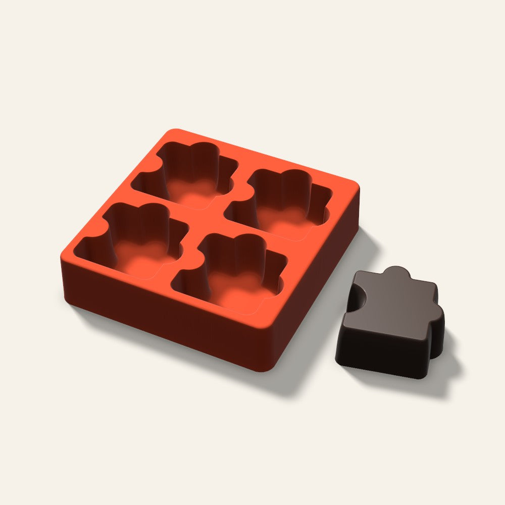 Puzzle Mini Cake Mold, 2.5 Inch, 4 Cavity, 3D render