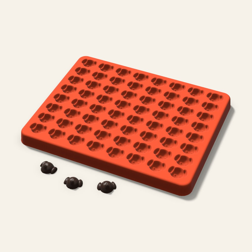 Dog Gummy Mold, 0.75 Inch, 64 Cavity, 3D render