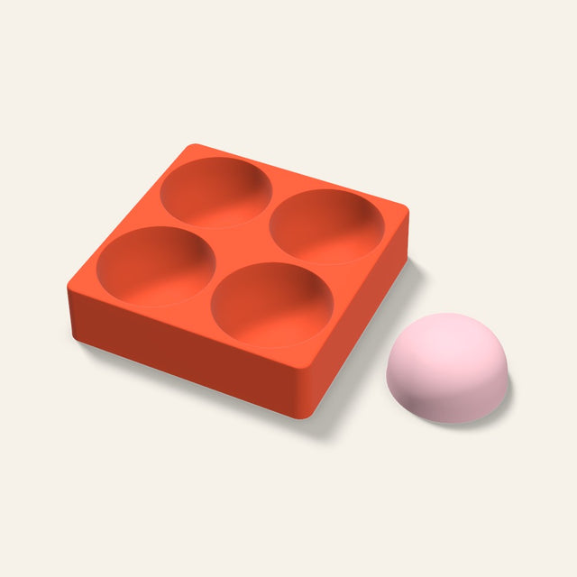 Dome Soap Mold, 3 Inch, 4 Cavity, 3D render
