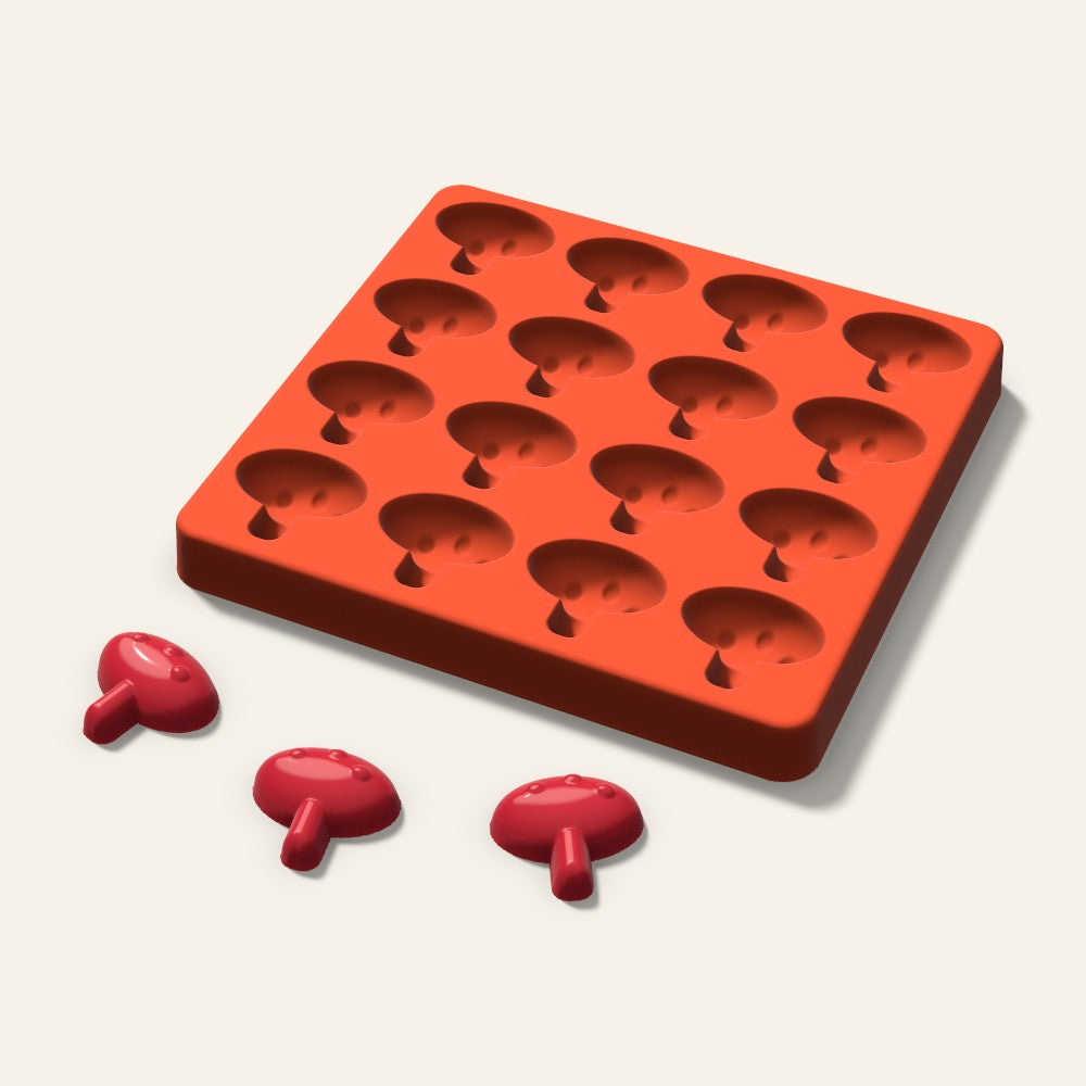 Mushroom Candy Mold, 1.25 Inch, 16 Cavity, 3D render