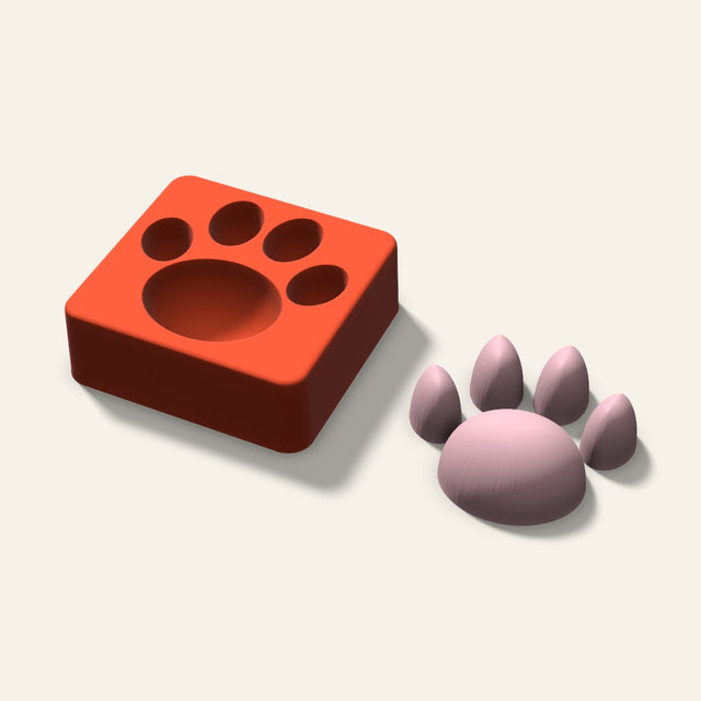 Paw Print Soap Mold, 3 Inch, 3D render