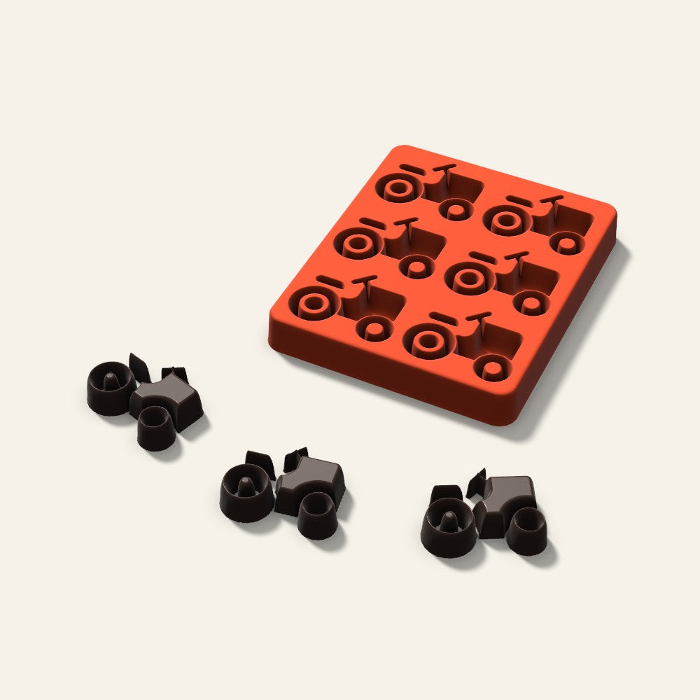 Tractor Chocolate Mold, 2 Inch, 6 Cavity, 3D render