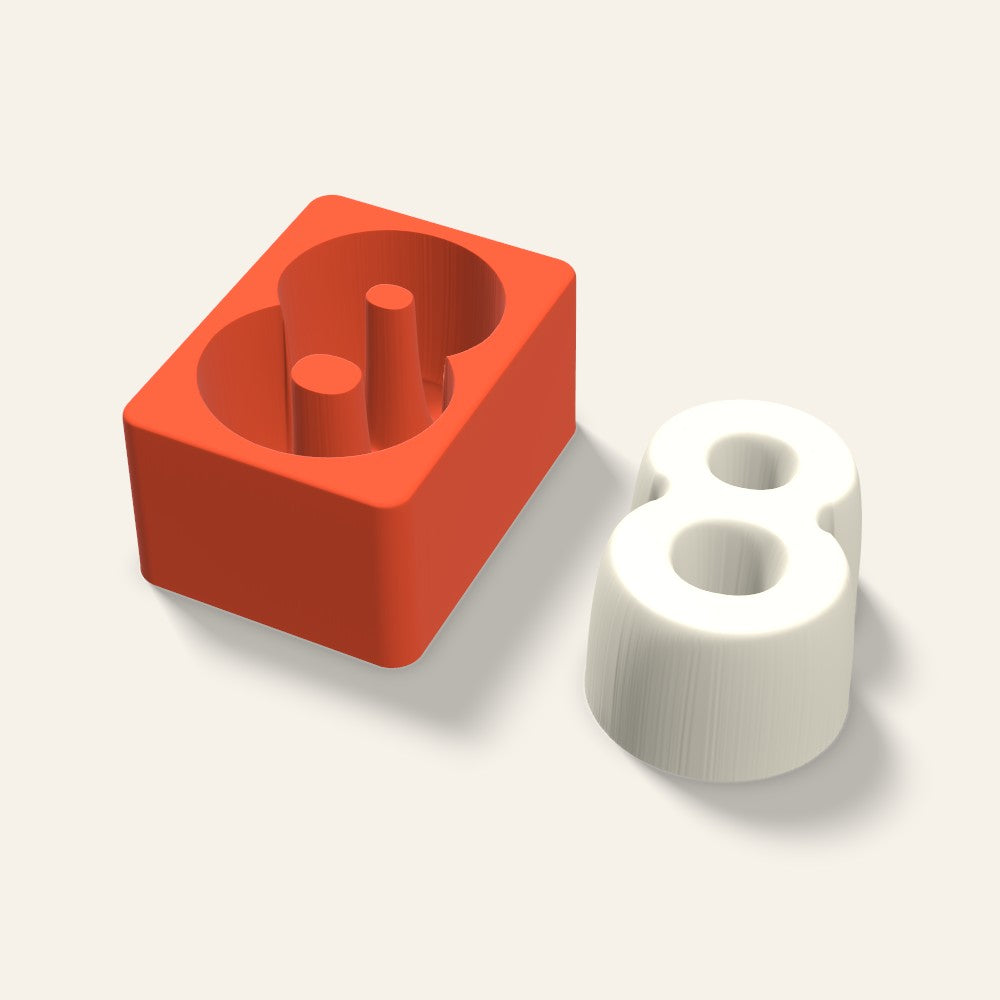 Number 8 Candle Mold, 4 x 2 Inch, 3D render