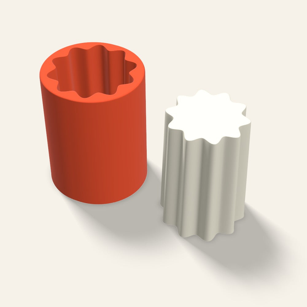 Fluted Pillar Candle Mold, 3.5 x 5 Inch, 3D render
