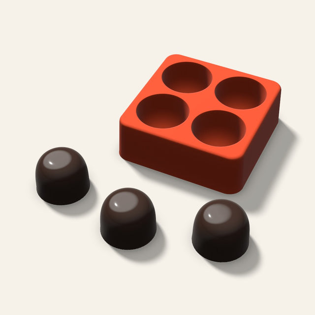 Gumdrop Chocolate Mold, 1.25 Inch, 4 Cavity, 3D render