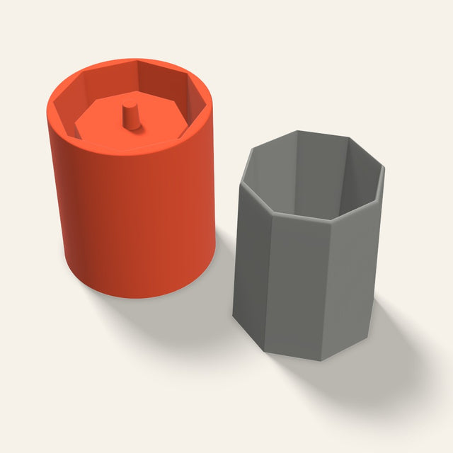 Tall Octagon Concrete Planter Mold, 4.5 Inch, 3D render