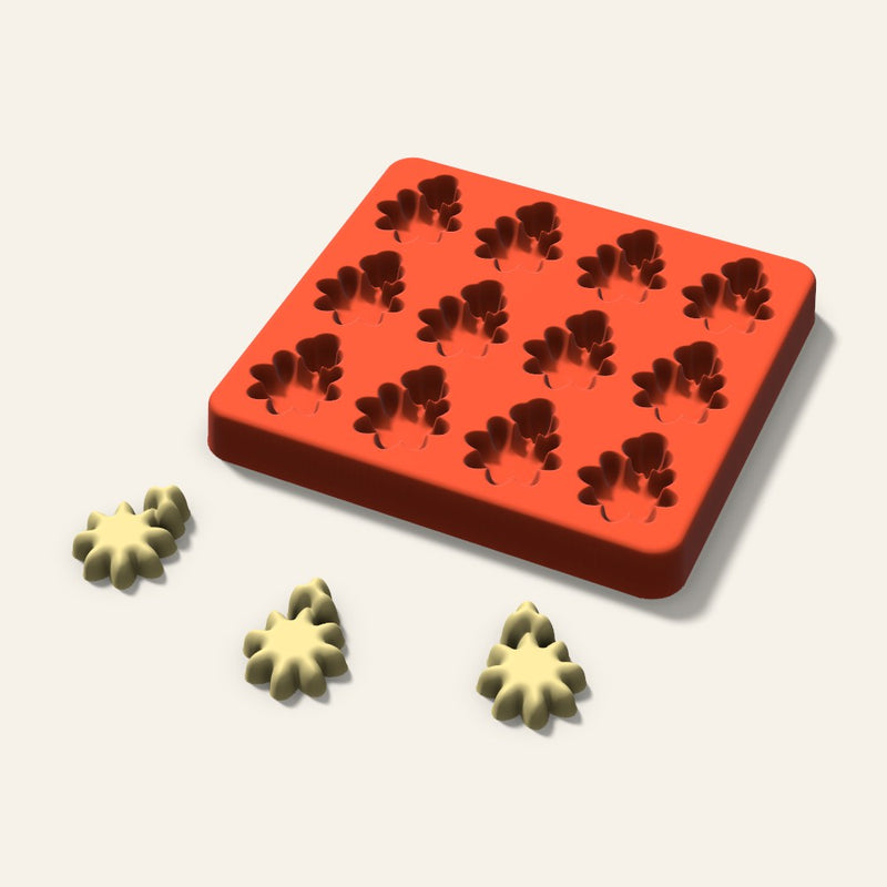 Holly Butter Pat Mold, 1.25 Inch, 12 Cavity