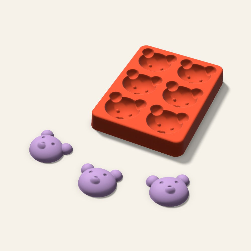 Bear Wax Melt Mold, 1.5 Inch, 6 Cavity, 3D render