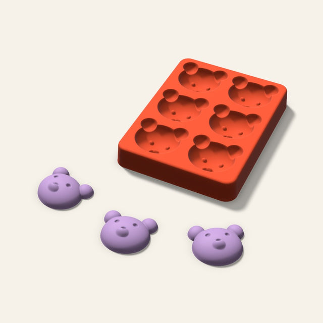 Bear Wax Melt Mold, 1.5 Inch, 6 Cavity, 3D render