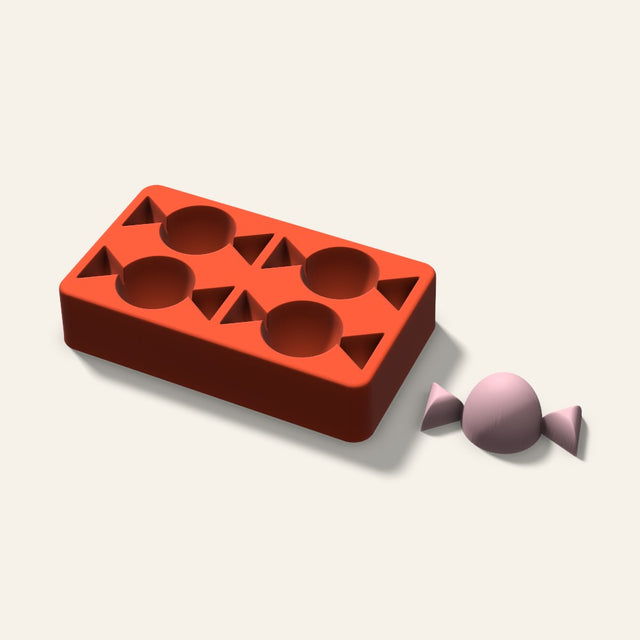 Wrapped Candy Soap Mold, 2.5 Inch, 4 Cavity, 3D render