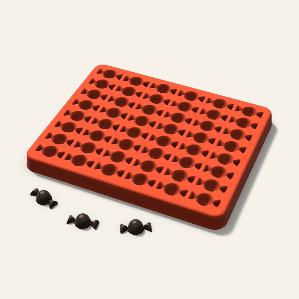 Wrapped Candy Gummy Mold, 0.75 Inch, 48 Cavity, 3D render
