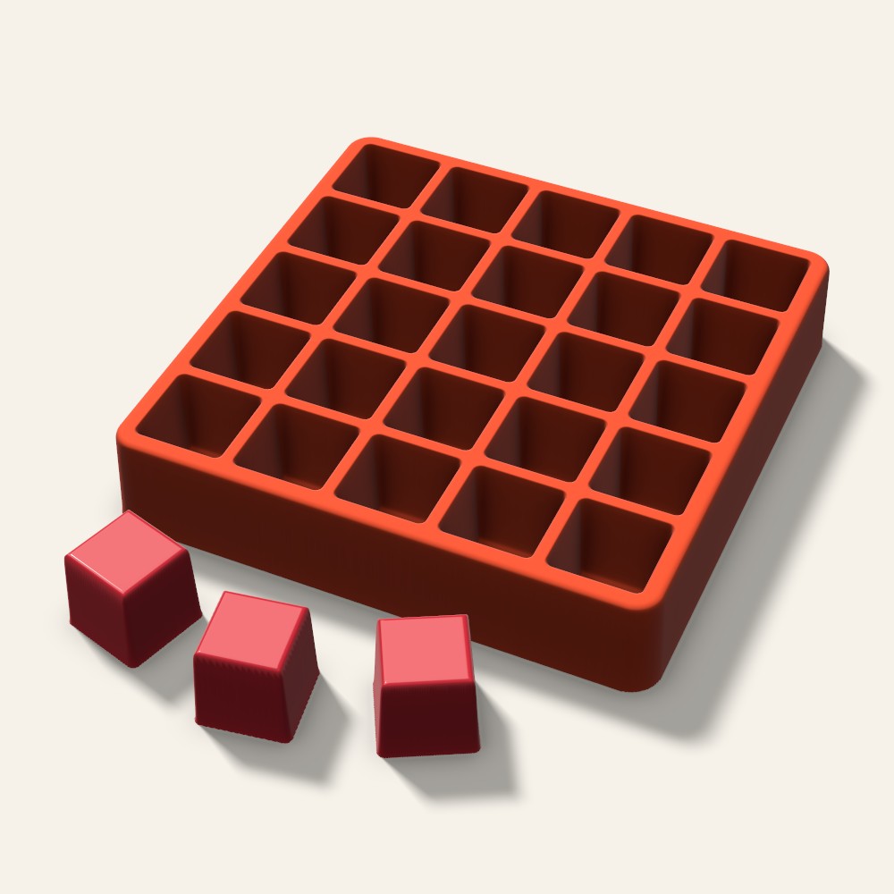 Cube Candy Mold, 1 Inch, 25 Cavity, 3D render