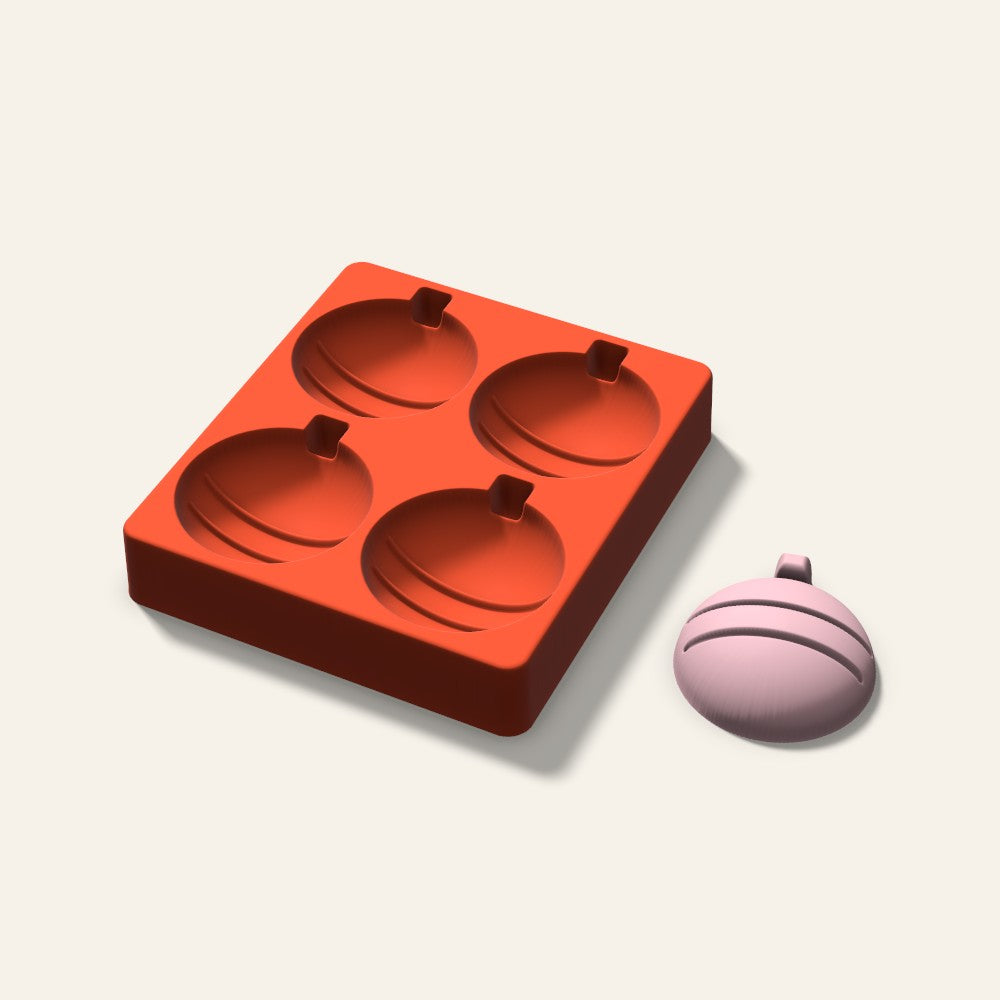 Ornament Soap Mold, 3 Inch, 4 Cavity, 3D render