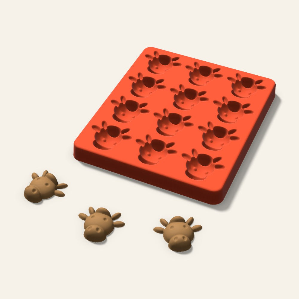 Cow Pet Treat Mold, 1.5 Inch, 12 Cavity, 3D render