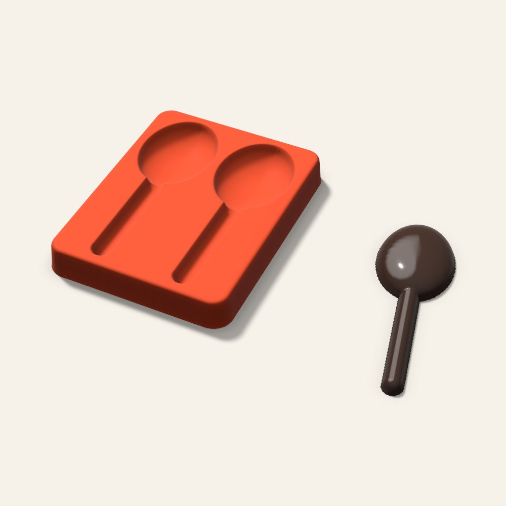 Chocolate Spoon Mold, 4 Inch, 2 Cavity, 3D render