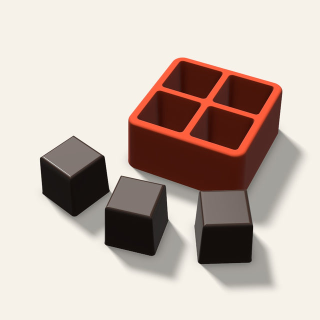 Cube Chocolate Mold, 1.25 Inch, 4 Cavity, 3D render