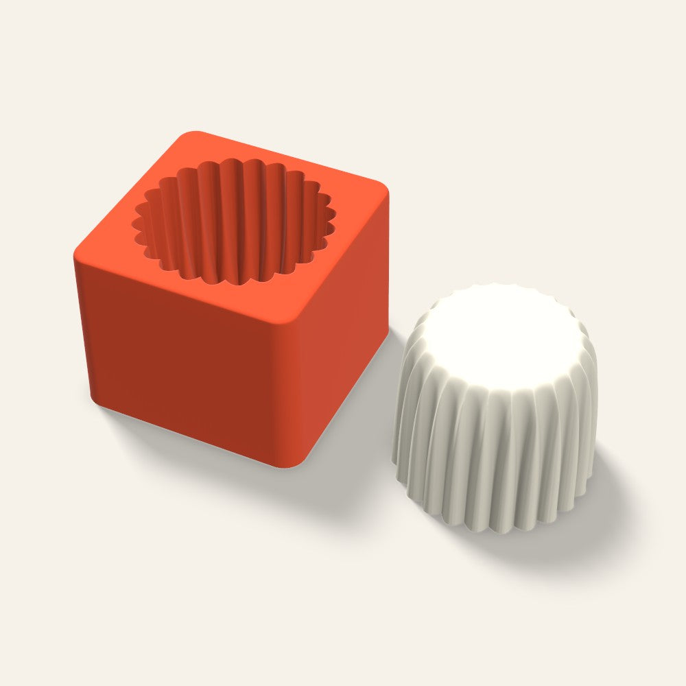 Fluted Cup Candle Mold, 3 x 2.5 Inch, 3D render