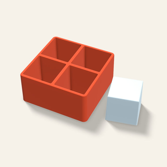 Sharp Cube Ice Mold, 2.5 Inch, 4 Cavity, 3D render