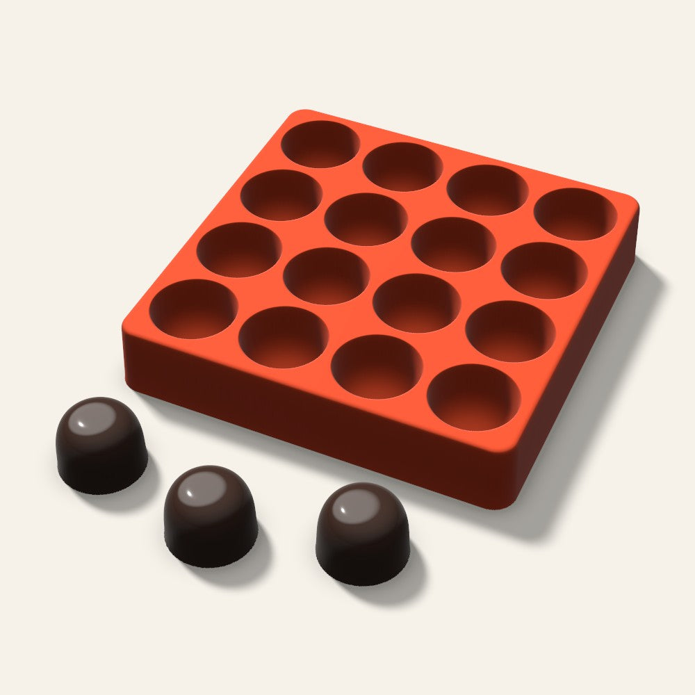 Gumdrop Chocolate Mold, 1.25 Inch, 16 Cavity, 3D render
