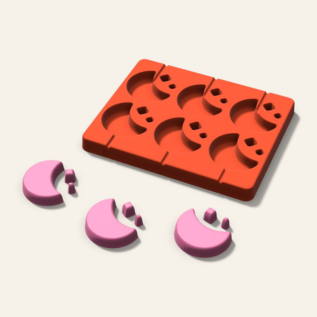 Moon and Stars Lollipop Mold, 2 Inch, 6 Cavity, 3D render