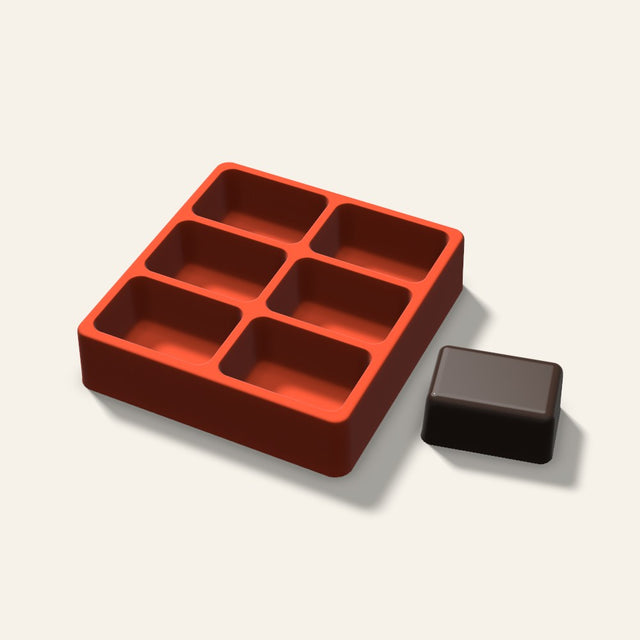Rounded Rectangle Mini Cake Mold, 2.5 Inch, 6 Cavity, 3D render